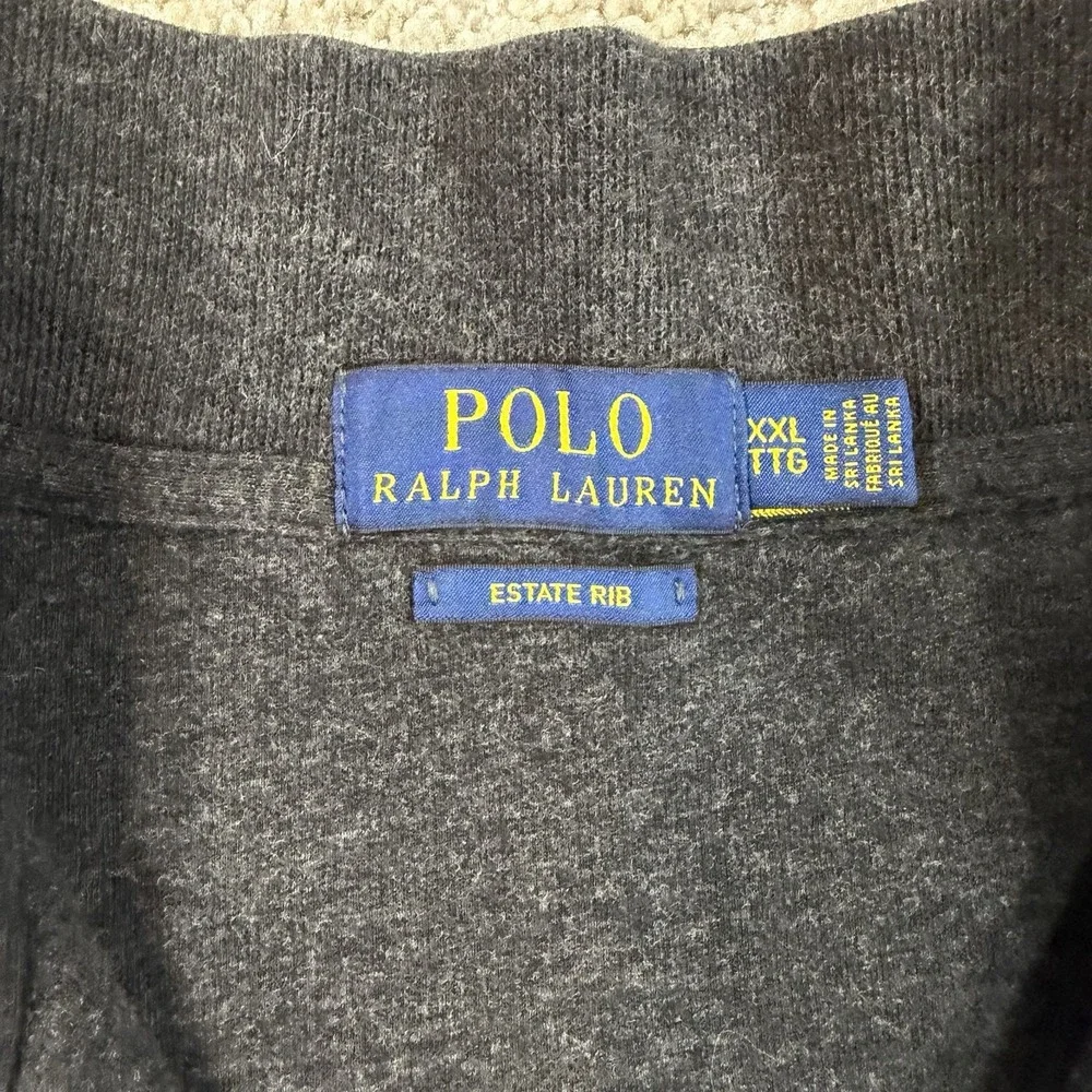 Polo Ralph Lauren Estate Rib 1/4 Zip Sweater XXL Dark Gray Flesh Pony Pullover - Picture 2 of 9